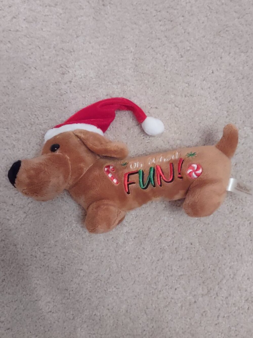 Dan Dee Brown Christmas Dachshund with Santa Hat